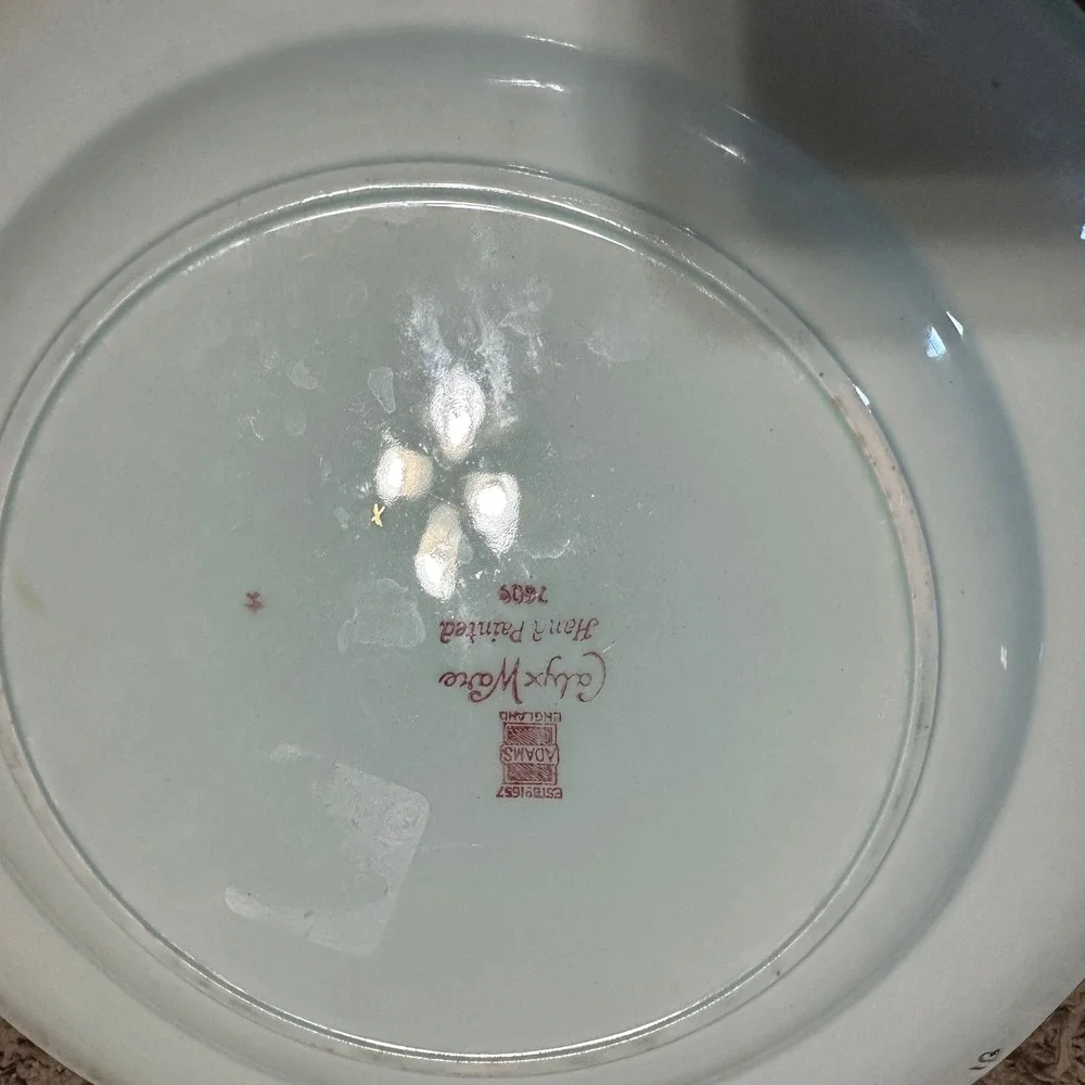 Adams Calyx Ware 2609 Hand Painted Dinner Plate England Floral Cobalt Gold 10
